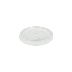   Pohárfedél, PLA, szívószálnyílással, lapos, átlátszó (76mm) - Naturesse *10379