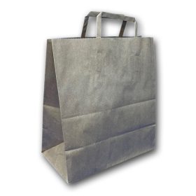 Szalagfüles papírtáska, barna 26+15x30 cm 250db/karton