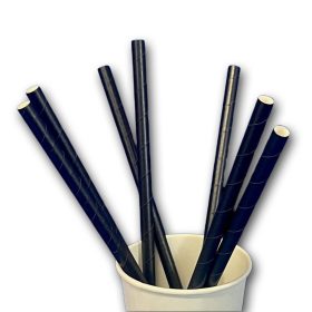   Szívószál fekete, papír 8x230mm 250db/csomag 5000db/karton