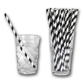   Szívószál fekete-fehér csíkos, papír 8x230mm 250db/csomag 5000db/karton