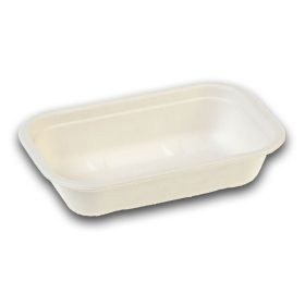   Naturesse bio-laminált cukornádrost téglalap alakú, elviteles ételtároló tál, fehér (22,9 x 15,3 x 5,0 cm; 850 ml; 1-részes) 125db/csomag 250db/karton