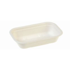   Cukornád PLA bevonatos téglalap tál (20,5x13x4,5cm; 500ml), fehér - Naturesse *13049