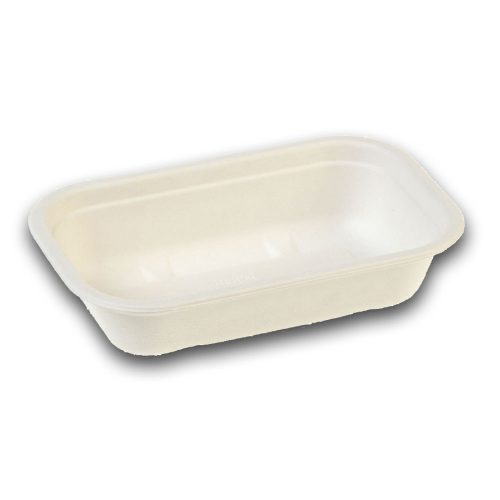 Naturesse bio-laminált cukornádrost téglalap alakú, elviteles ételtároló tál, fehér (20,5 x 13,0 x 4,5 cm; 500 ml; 1-részes) 125db/csomag 500db/karton