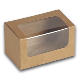   Naturesse papír elviteles doboz PLA bevonattal és PLA ablakkal, barna (12,5 x 7,7 x 7,2 cm) 25db/csomag 500db/karton