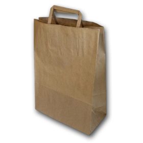 Szalagfüles papírtáska, barna 22+12x32 cm 250db/karton