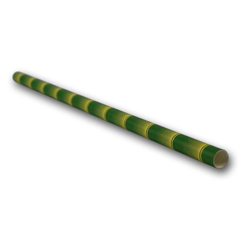 Szívószál bambusz mintás, papír 8x230mm100db/csomag 5000db/karton