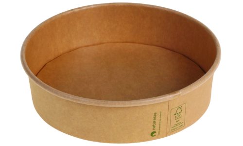 Papír salátás tál PLA bevonattal, kerek (18,5 x 4,9 cm; 900 ml), barna - Naturesse - kifutó termék *17013