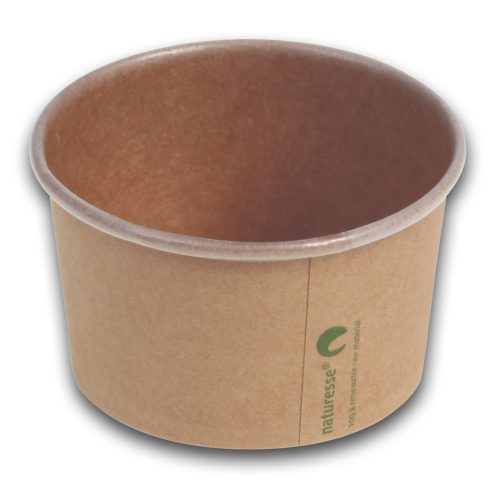 Naturesse papír fagylaltos pohár PLA bevonattal és Naturesse nyomtatással, (ø 8,5 x 5,2 cm; 180 ml) 50db/csomag 1000db/karton
