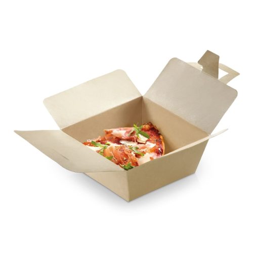 Foodbox, bambusz PLA bevonattal 1100 ml (15,0 x 15,0 x 6,5 cm) foganytúval - Naturesse - kifutó termék *19600