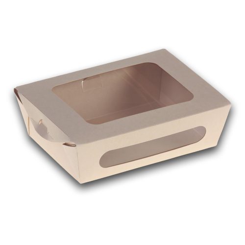 Naturesse bambusz elviteles doboz PLA bevonattal, rögzített fedéllel és PLA ablakkal (16,0 x 12,0 x 5,0 cm; 800 ml) 50db/csomag 200db/karton