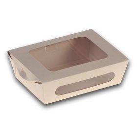   Naturesse bambusz elviteles doboz PLA bevonattal, rögzített fedéllel és PLA ablakkal (21,0 x 16,0 x 4,0 cm; 450 ml) 50db/csomag 200db/karton