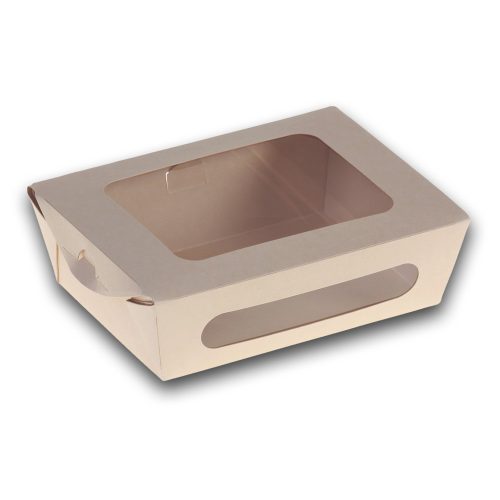 Naturesse bambusz elviteles doboz PLA bevonattal, rögzített fedéllel és PLA ablakkal (21,0 x 16,0 x 4,0 cm; 450 ml) 50db/csomag 200db/karton
