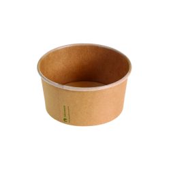   Papír salátás tál PLA bevonattal, kerek (12,0 x 6 cm; 445 ml), barna - Naturesse *20746