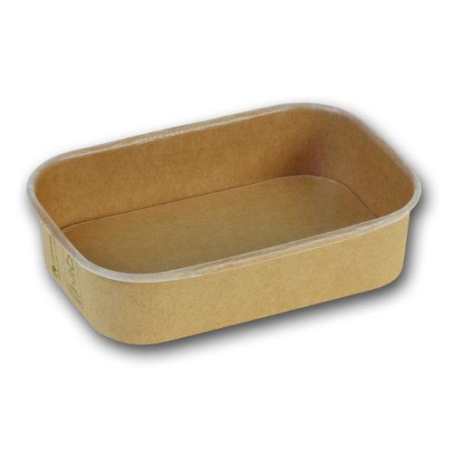 Naturesse papír négyszögletes tál PLA bevonattal, barna (17,3 x 12,0 x 4,0 cm; 500 ml) 50db/csomag 300db/karton