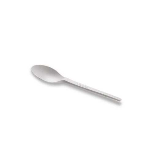 Teáskanál 12,8 cm, anyaga: CPLA, fehér többször használatos - Naturesse *23136