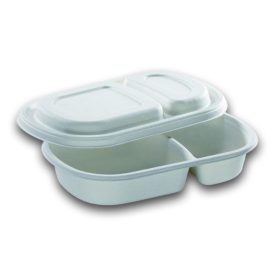   Naturesse cukornádrost elviteles ételtároló tál fedéllel, fehér (24,0 x 15,4 x 4,0 cm; 440 / 240 ml; 2-részes) 50db/csomag 200db/karton