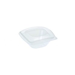   Salátás tál egybefedeles, PLA, négyszögletes 240 ml (12,6 x 12,6 x 5,5 cm), átlátszó - Naturesse *N579