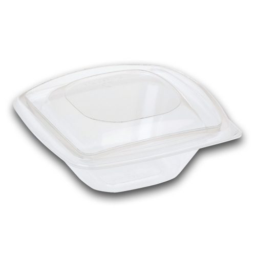 Naturesse PLA négyszögletes átlátszó tál átlátszó fedéllel (12,6 x 12,6 x 5,5 cm; 240 ml) 40db/csomag 360db/karton